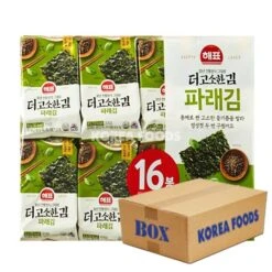 Haepyo Perilla Oil-Roasted Seasoned Green Seaweed Dosirk (5g X 16 Pack X 6) Box