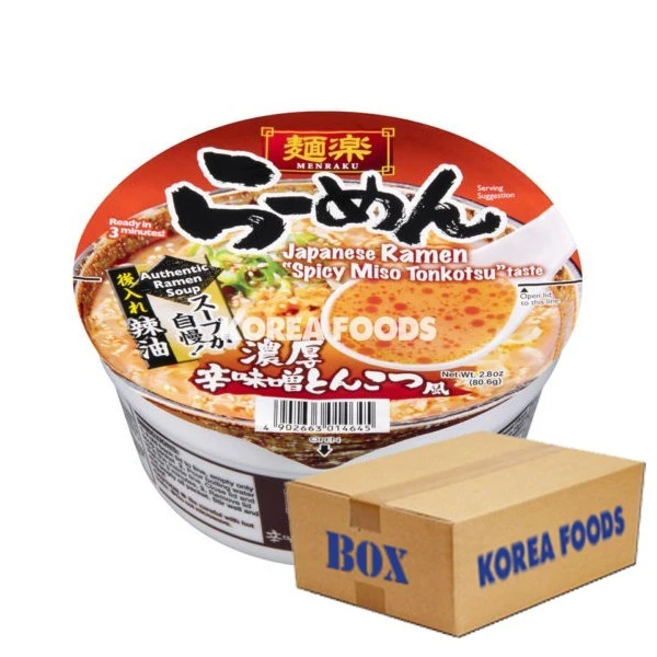Hikari Menraku Cup Ramen Spicy Miso Tonkotsu (80.6g X 12) Box 1 Hikari Menraku Cup Ramen Spicy Miso Tonkotsu (80.6g X 12) Box